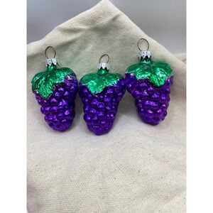Vintage West Germany‎ blown-Glass Grapes Christmas Ornaments Set of 3